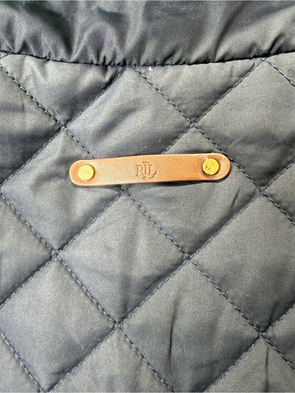 Lauren Ralph Lauren Women’s Large Black Quilted Jacket Green Lining Gold Snap - Picture 13 of 13